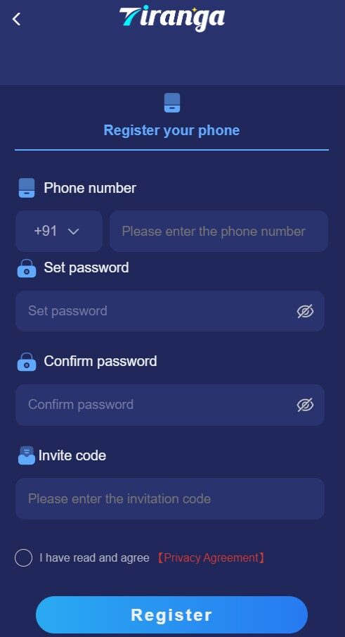 Steps for Registration in the Tiranga Game