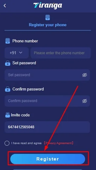 Click On Register&nbsp;button